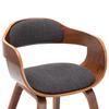 Dining Chairs Set of 6 Dark Grey Fabric and Bentwood Frame