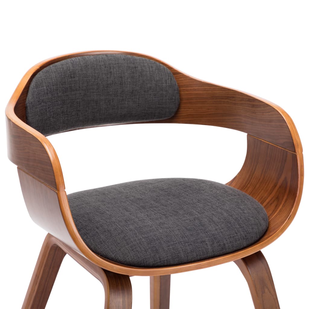 Dining Chairs Set of 6 Dark Grey Fabric and Bentwood Frame