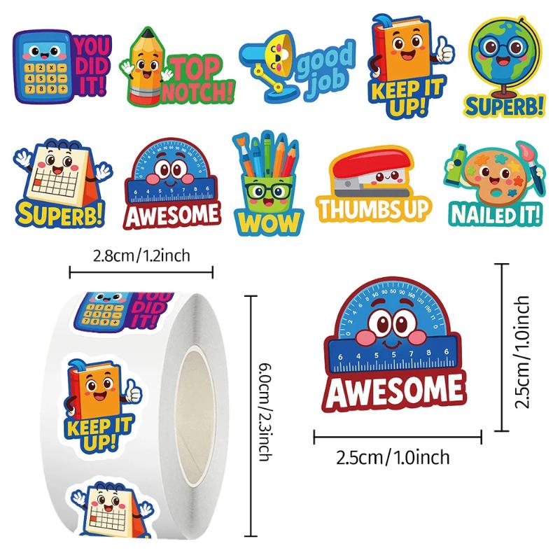 

500Pcs Inspirational English Roll Stickers Personalize Cute Reward Decoration Laptop Student Stationery Decals