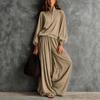 European and American Women's Wear 1116 Autumn/Winter New Half Zipper Stand Collar Long-Sleeve Top Casual Loose Wide-Leg Pants Two-Piece Set