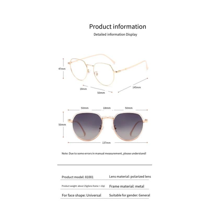 Metal Cat Eye Sunglasses Two-in-one Women Magnetic Clip Cover Vintage Optical Eyeglasses Frame Designer Polarized Sun Glasses