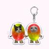 Creative Banana Cat with Heart Keychain for Accessories Bag Pendant Food Fruit Happy Cats Key Chain Ring Keychains Jewelry Gift