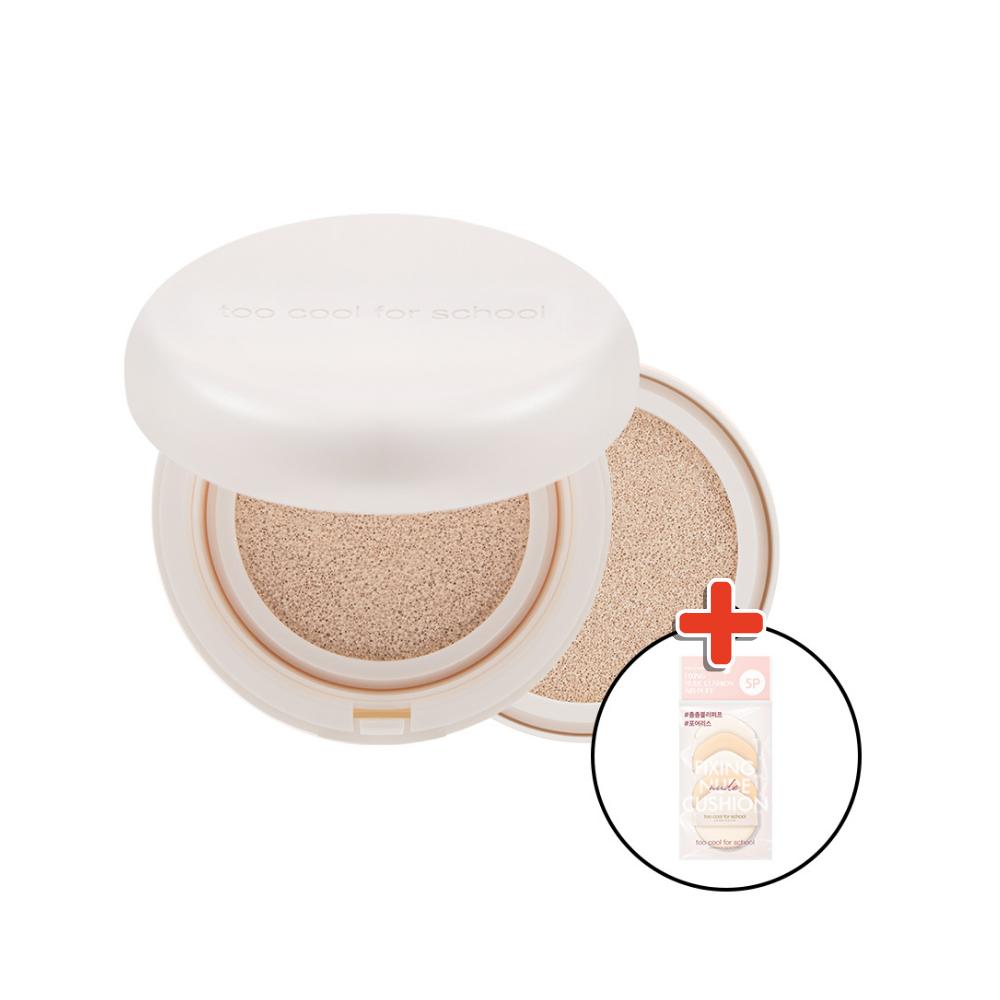 Too Cool For School Fixing Dew Cushion 2C Cool Petal 15g + Refill 15g + Nude Cushion Air Puff 5pcs Set