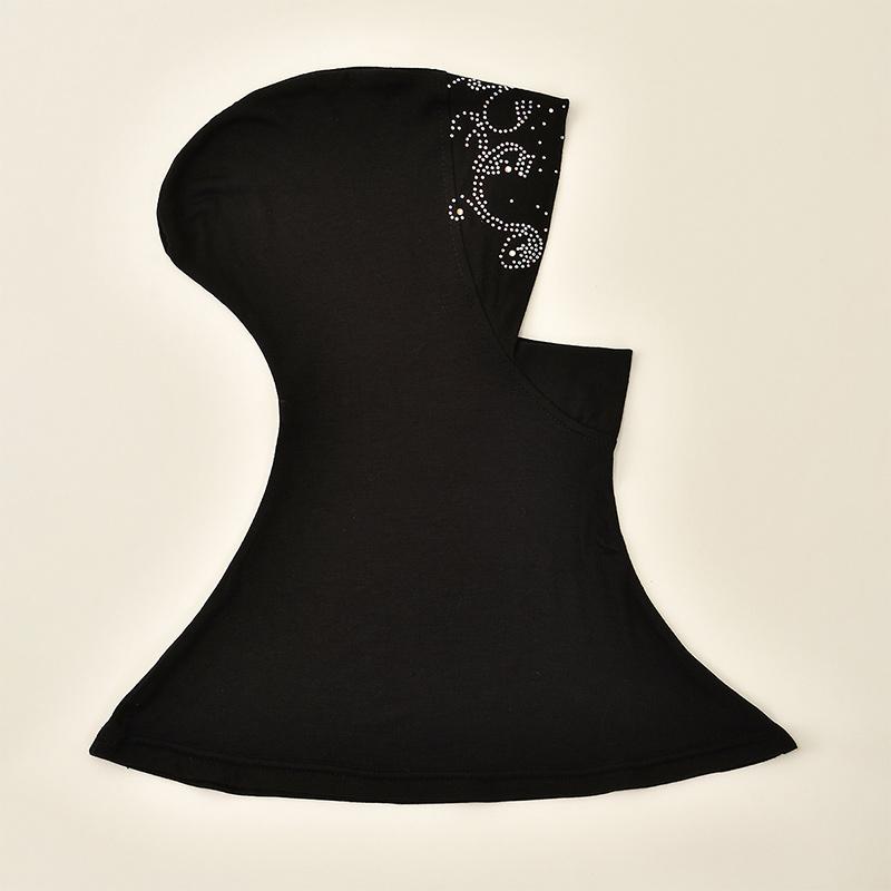 Shimmer Rhinestone Hijabs Full Neck Coverage Muslim Underscarf Women Scarf Turban Lady Cap Islamic Hat Unique Diamond Design Cap