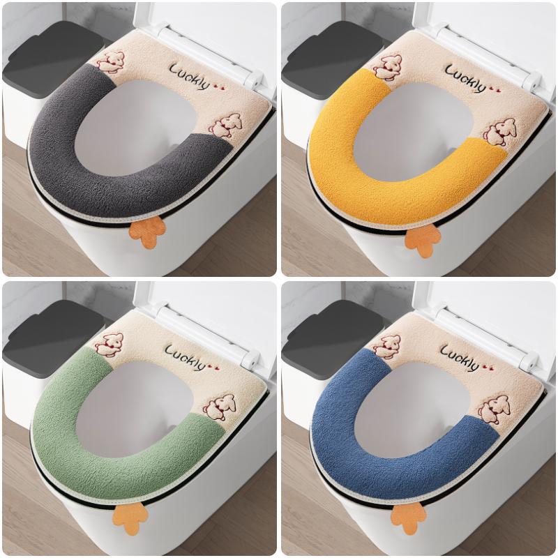 WC-Sitzbezug Universal Reißverschlussdesign Wasserdicht Waschbares Kissen Winter Warm Verdickte Polsterung für Alle Jahreszeiten Heimgebrauch Weiche Bequeme Matte