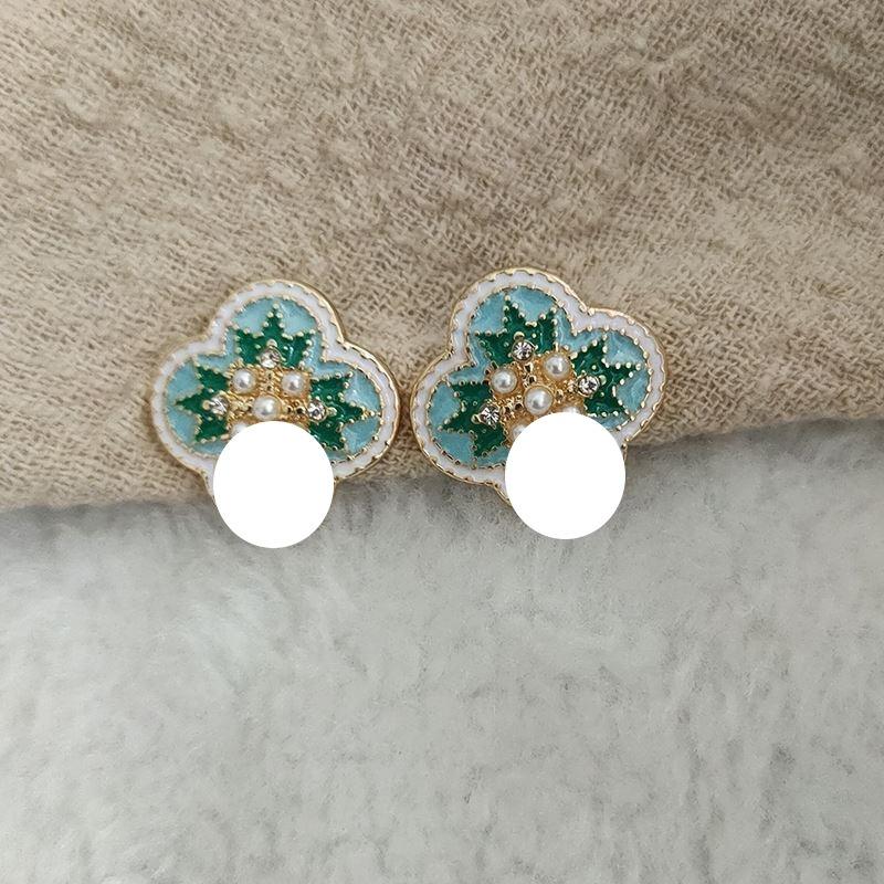 Silver Needle Multi-layer Letter Twill Zircon Pearl Earrings Medieval Vintage Light Luxury Stud Earrings Versatile Earrings