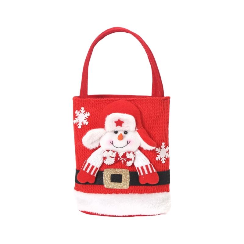 Festive Felt Gift Bag With Santa And Snowman Designs Candy Storage Bags Present For Christmas Packaging