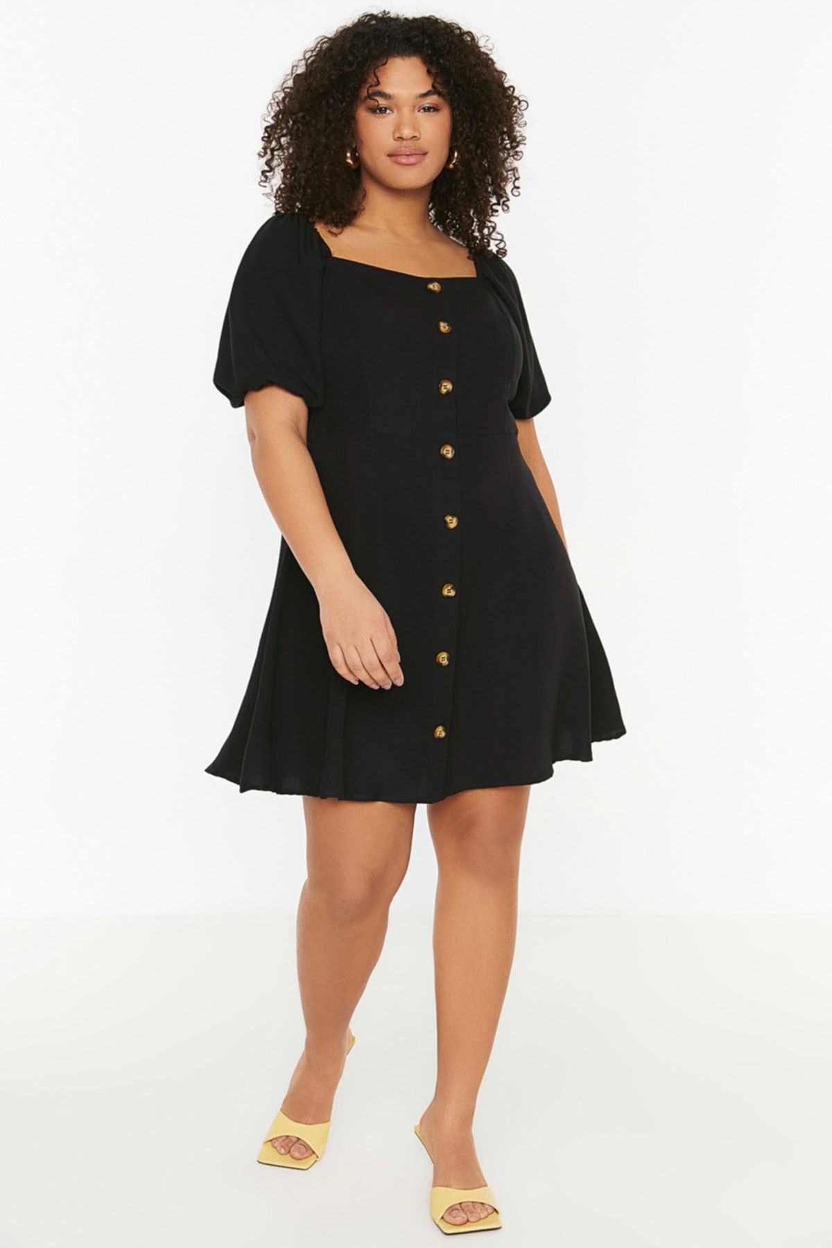 

Women s Style Plus Size Black Woven Button-Front Dress XL