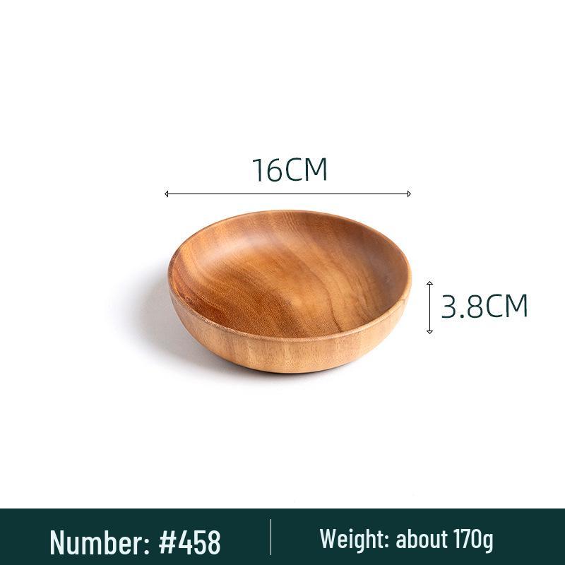 Acacia Wood Round Fruit Bowl: Japanese Tray for Snacks, Dried Fruits, or Desserts