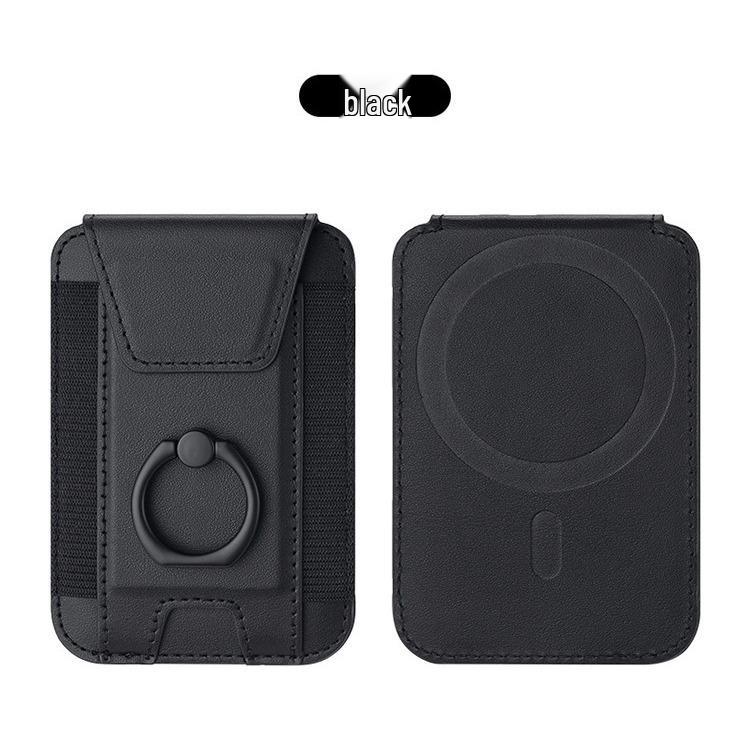 Magnetic Card Holder with Finger Ring & Elastic Band for iPhone 12/13/14/15 Magsafe