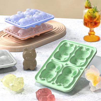 Bärenförmige Silikon-Eiswürfelform mit Deckel Lebensmittelqualität Leicht zu lösende Form Auslaufsicher Stapelbarer Eiswürfelbereiter Unverzichtbar für die Hausbar