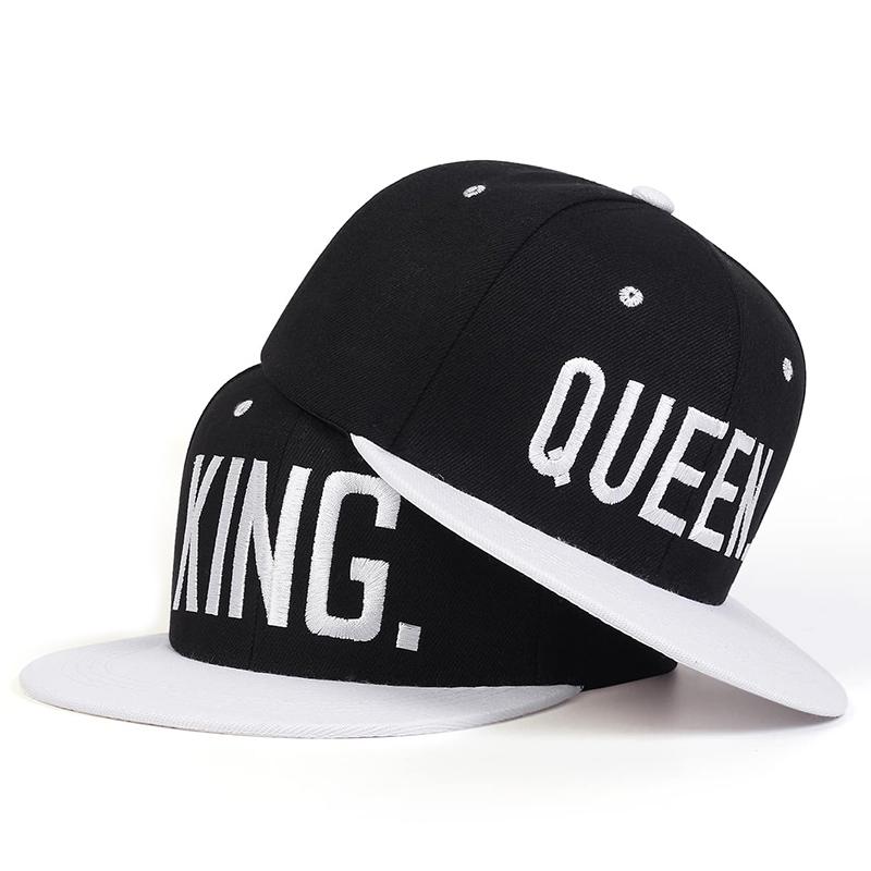 2Pcs Unisex King Queen Embroidery Hip-Hop Hats Outdoor Adjustable Casual Baseball Caps Sunscreen Hat