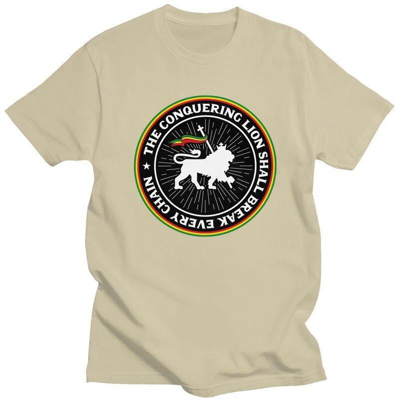 Custom Trendy Rastafari Rasta Lion Of Judah T Shirt Men Short Sleeves Pure Cotton Tshirt Leisure Jamaica Flag Tee Tops