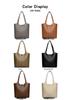 Women's Soft Leather Tote Bag - Stylish Simple Solid Color, Large Capacity, Single Shoulder for Work and Commute.