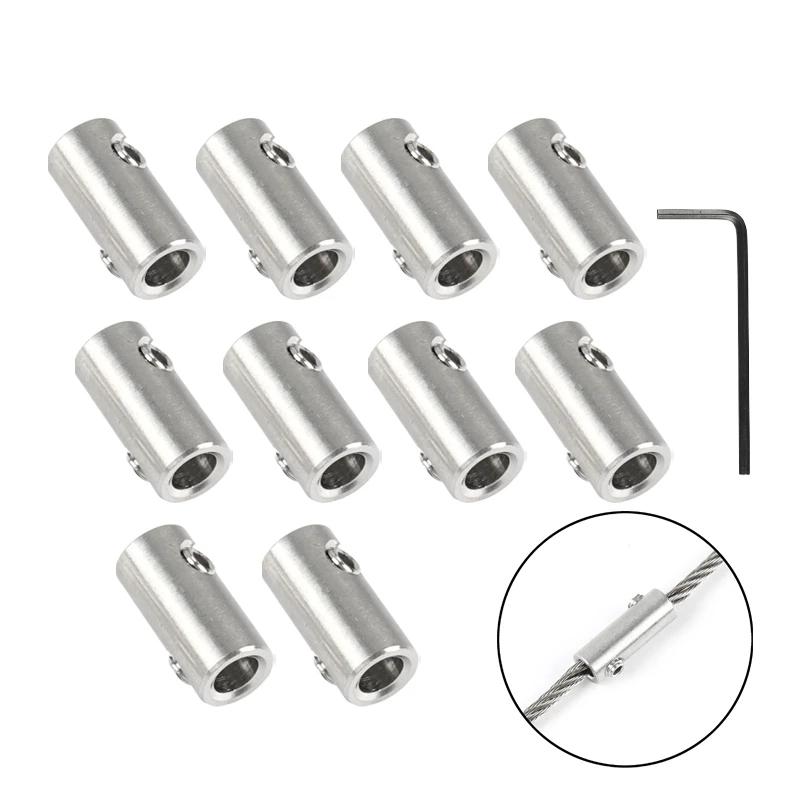 10PCS Stainless Steel 304 Hand Screw Wire Rope Clip Clamp Fit with Hexagon Grub Bolts Buckle for 2 3 4 5 6 8 10mm Cable