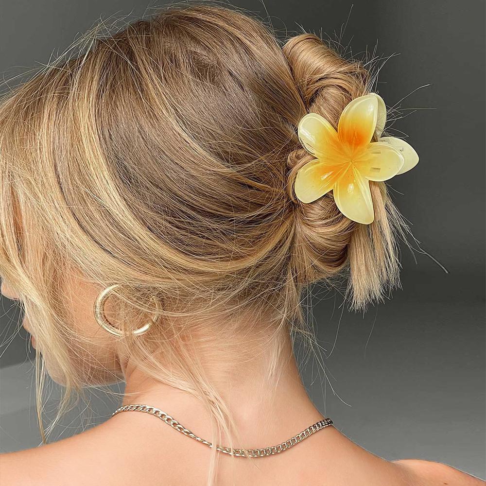 4pcs Egg Flower Grab Clip Female Summer Back of the Head Half Tie Hair Clip Large Shark Clip Hair Card Headdresse Gift