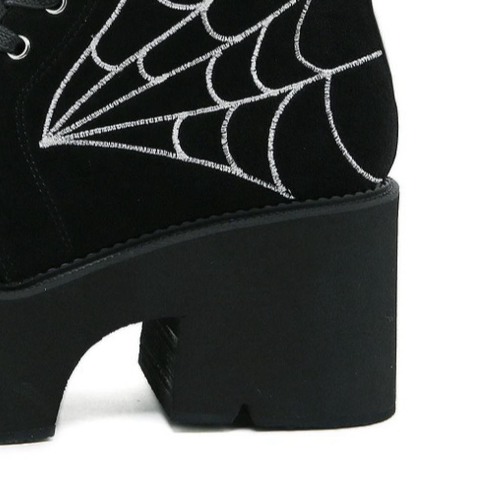 2023 Winter Women European Style Ankle Boots, Front Lace‑Up Embroidery Decor Side Zipper Platform Thick‑Sole Fashion Ladies Boots