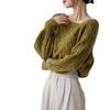 Korean Style Loose Square Neck Sweater - Women's Thick Cable Knit Waist-Slimming Top for Autumn/Winter