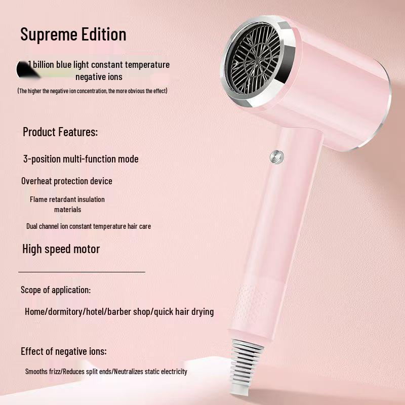 High-Power Salon Hair Dryer with Strong Wind and Negative Ion Care