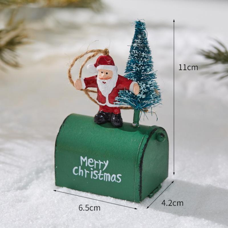 Christmas Wrought Iron Decoration Cottage Mailbox Hanging Decoration Window Display Pendant Home Decoration