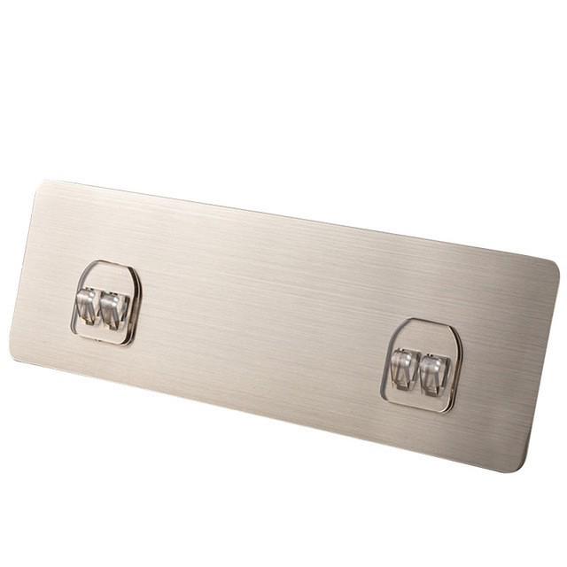 Multi-layer Adhesive Wall-Mount Storage Rack with Transparent Hooks for Bathroom