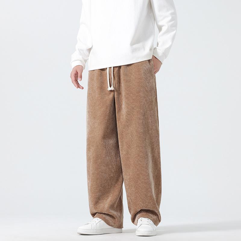 2025 Autumn and Winter New Chinese Style Men's Trendy Warm Trousers Large Size Loose Snow Velvet Thickened Casual Pants