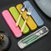 2Pcs/Set Portable Spoon Fork Combination Travel Tableware Set Stainless Steel Dinnerware With Box For Kid School Cutlery