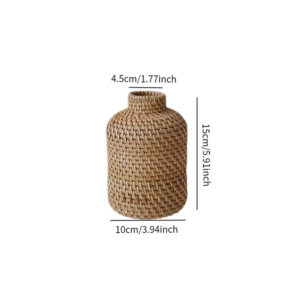 Woven Plant Pot Versatile Holder Table Centerpieces Rattan Flower Vase Ornaments for Desktop Wedding Living Room Home Office
