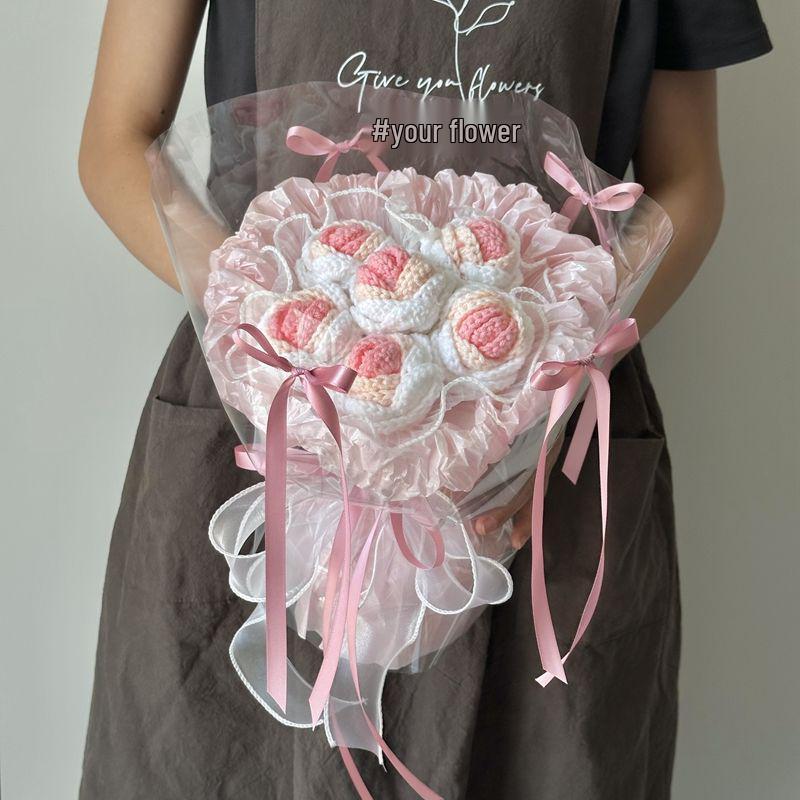 

Handmade Crochet Sunflower & Rose Knitted Bouquet - Perfect High-End Gift for Teacher s Day, Men s and Women s Birthdays