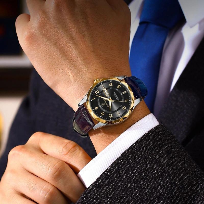 POEDAGAR Orologi di Lusso di Alta Qualità per Uomo Sportivi Quarzo Pelle Impermeabile Luminosi Data Giorno Orologio Maschile Reloj