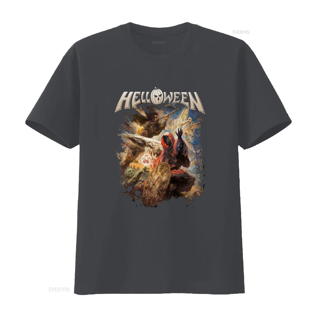 Helloween Album Cover Print Black T Shirt New Official Design for vintage Washed graphic Stylish Versatile Stretched fashion