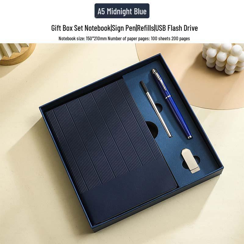 Minimalist Business Notebook Gift Set - Customizable Logo for Company Meetings and Events