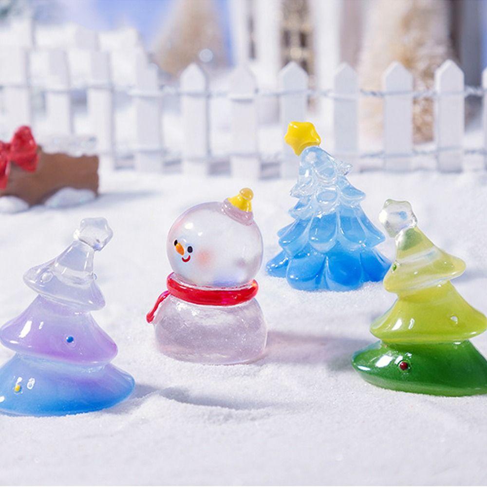 10pcs Cute Snowman Miniature Figurines Transparent Merry Christmas Decoration  Christmas Gift