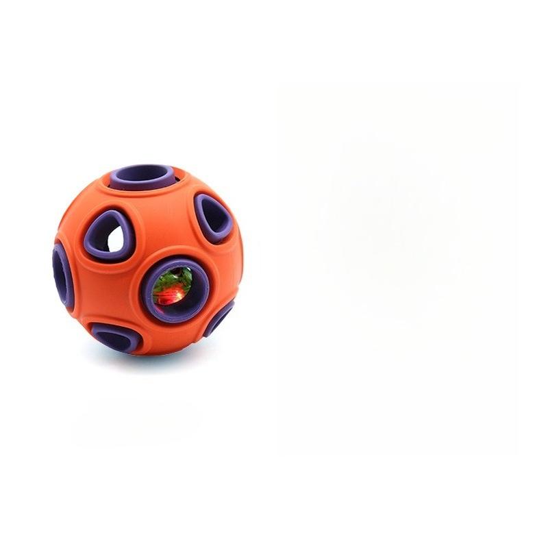 Klingender Leuchtender Doppelschichtiger Hunde-Spielball, Naturkautschuk Selbstreinigende Zähne, Zahnpflege und Auslaufender Haustier-Spielball