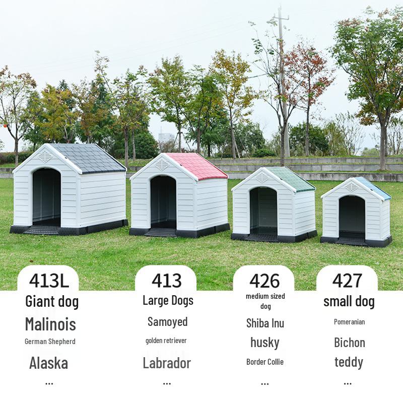 Windproof Rainproof Plastic Dog House for Medium/Large Dogs - Outdoor Pet Cage