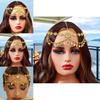 Elegant Simulation Gemstone Decor Women Golden Headpiece With Tassel Design For Travel And Gift