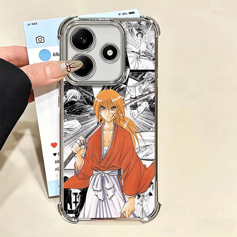 Rurouni Kenshin Anime Soft Phone Case For Xiaomi Redmi Note 14 15 Pro Plus 13 12 11S 11T 5G 10 9S 9 Plating Anti-Fall Fundas