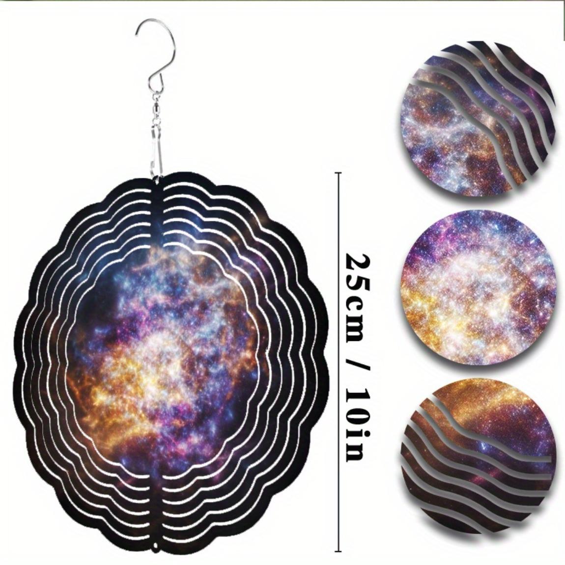 

360 Degree Hanging Hook 10 Inch Starry Sky Metal Wind Chime Vibrant Galaxy Design Lightweight Outdoor Garden Decor for All Seasons 01A