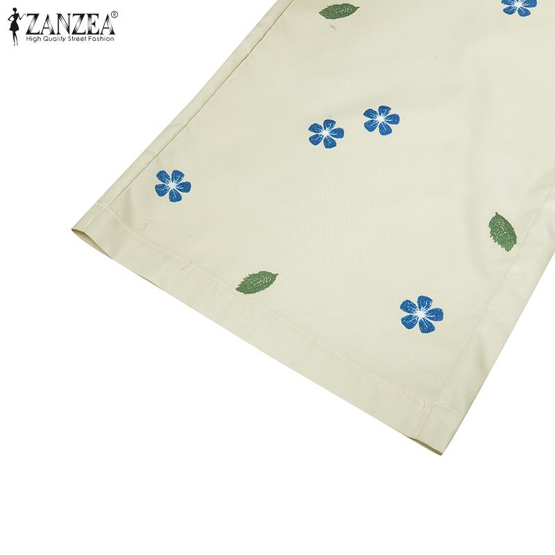 ZANZEA Womens Loose Casual Print Straight Pants