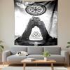 "Viking Rune Symbol On Ancient Arch" Patterned Tapestry Decorative Wall Hanging, Home Bedroom Living Room Decor