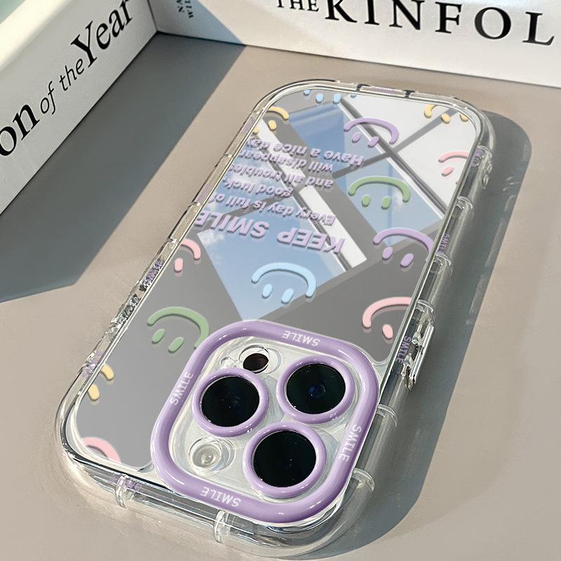 Simple Smiley Face Suitable for IPhone16promax Phone Case Apple 14 Cream 12 Niche Creative 15 Mirror 17