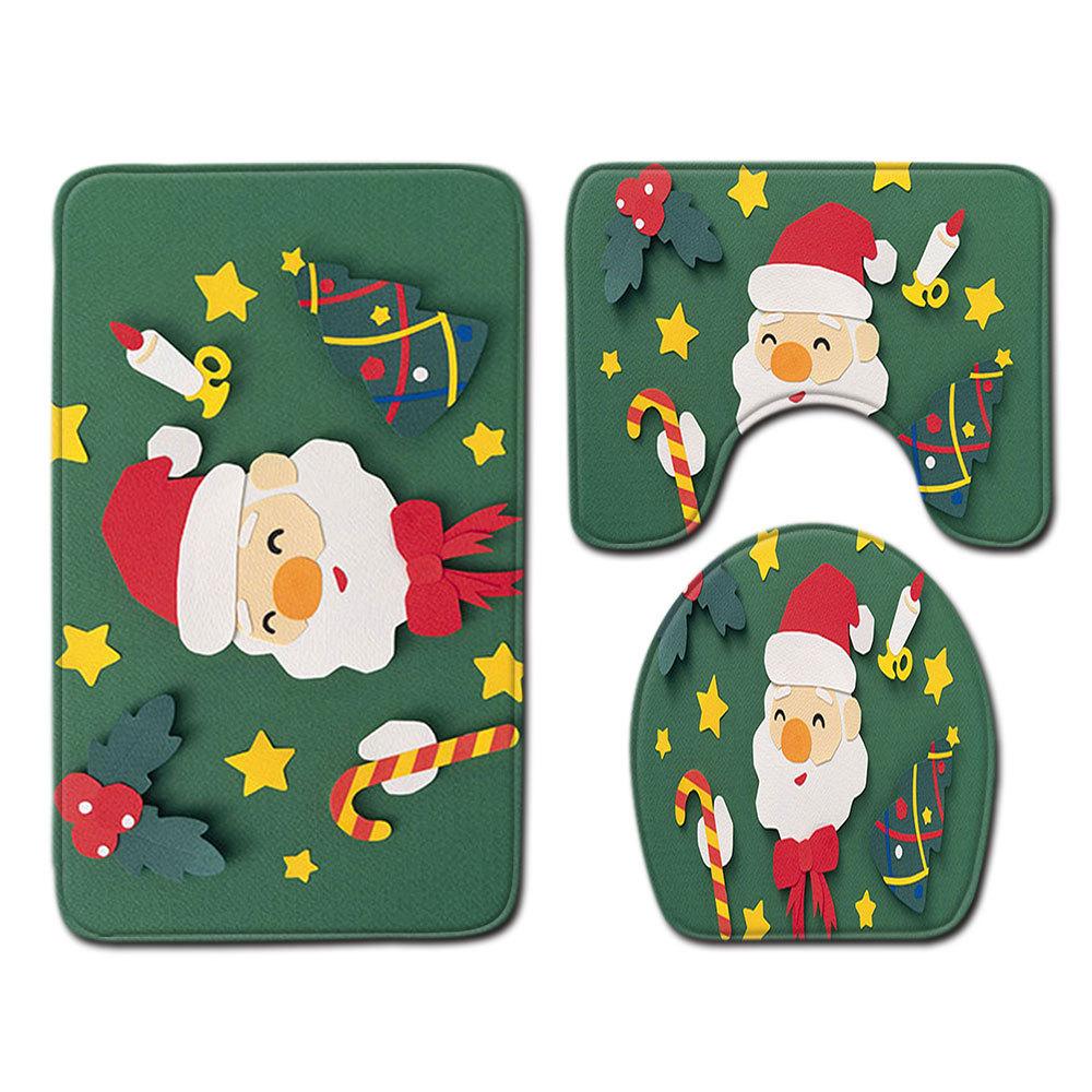 Christmas Bathroom Floor Mat Toilet Three-Piece Set