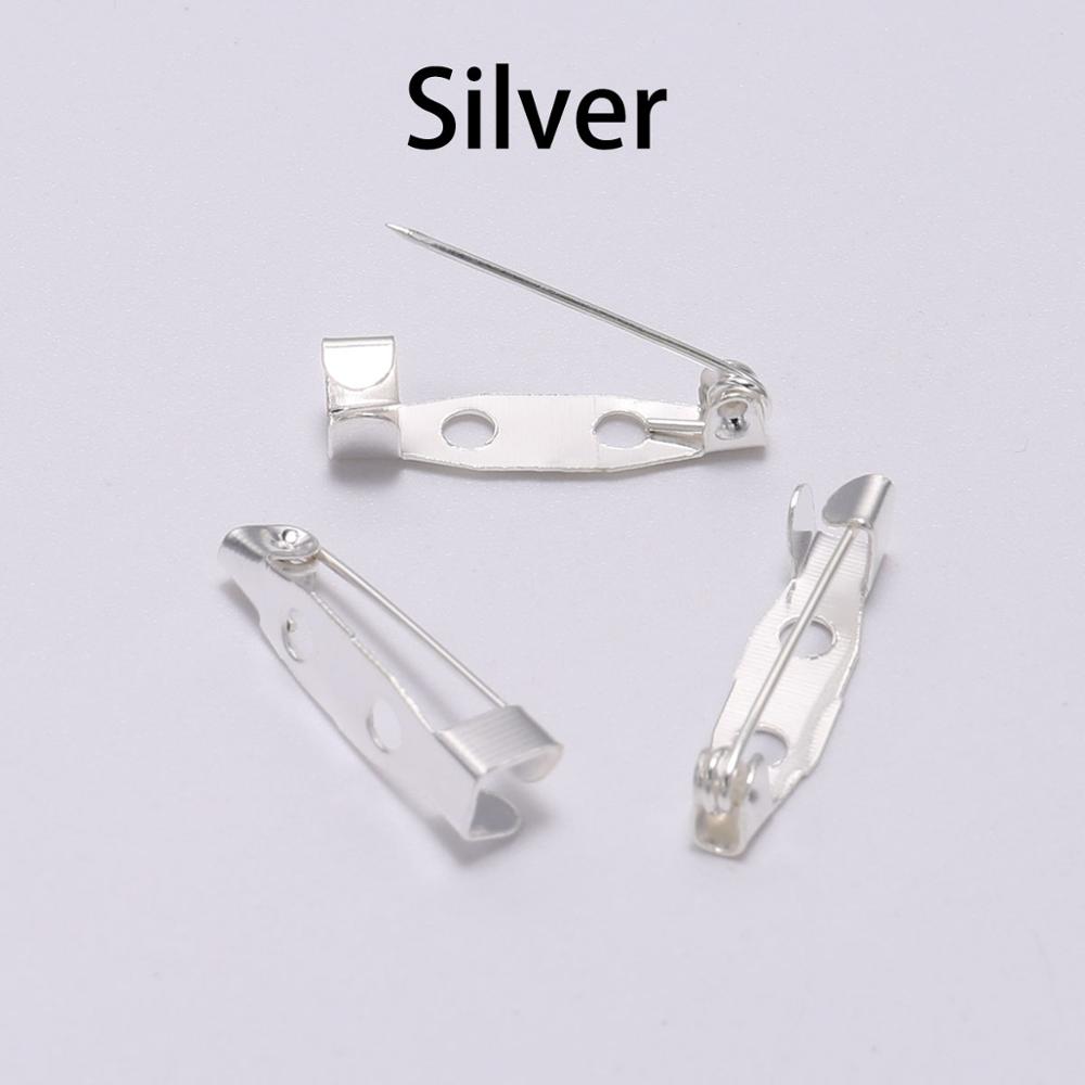 

50pcs/lot 15 20 25 30 35 40mm Metal Safety Brooch Clip Base Pins Blank Bases Settings Brooch For DIY Jewelry Making Supplies 15mm срібний