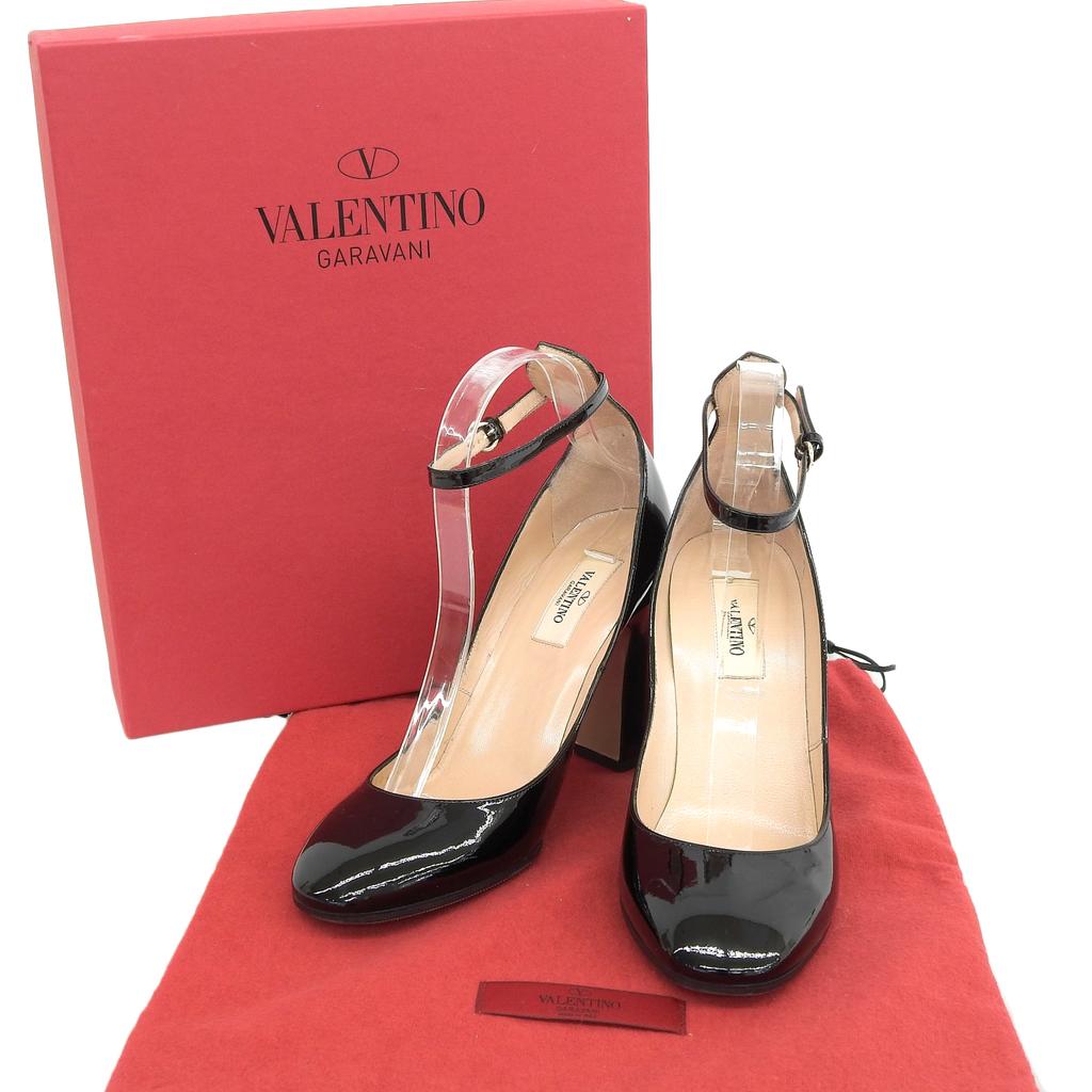 Valentino Garavani Pumps Knöchelriemen schwarz Lackleder Damen 38 Gebraucht