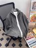 Men's Thick Knit Zipper Sweater - Solid Color, Half-High Collar, Autumn/Winter Pullover, Loose Fit Floral Thread Design