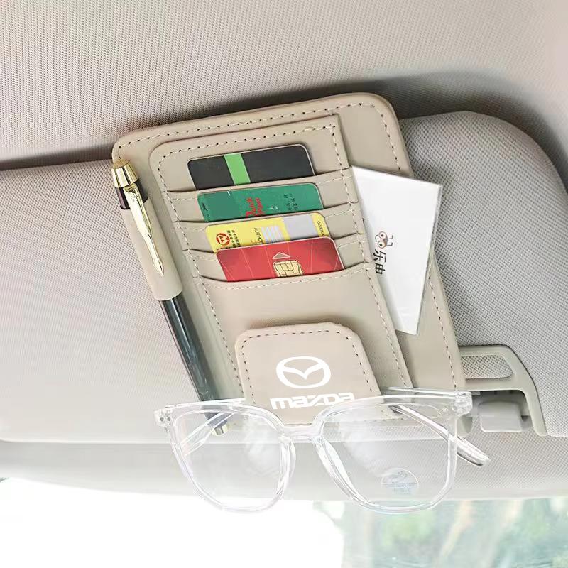 Car Sun Visor Storage Card Bag Glasses IC Card Clip Holder For Mazda CX7 MX3 CX9 CX3 CX30 2 3 6 Demio Atenza 5 CX5 RX8 Axela MX5 GF8