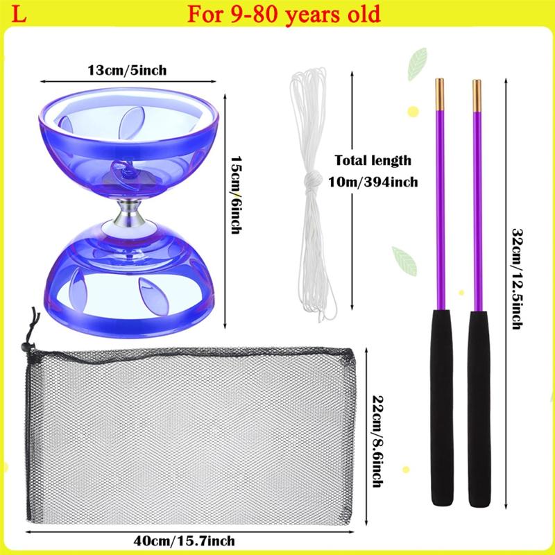 Chinese Diabolo with Triple Bearings, 3-Bearing Diabolo Green Chinese Yo-Yo Professional Circus Spinning Toy with Hand Sticks