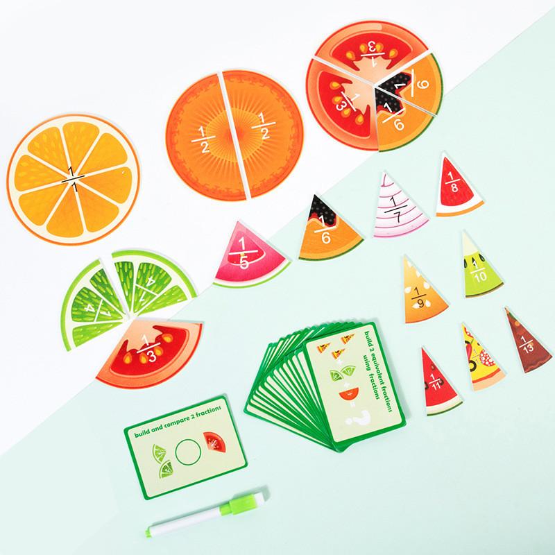 Kids Fruit Educational Fraction Board For Early Childhood Math Skills Building