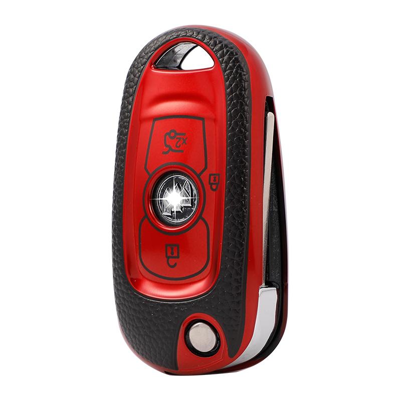 Carbon Leather Car Key Cover TPU Car Key Case for Buick Astra Buick Car Key Cover TPU Key Car Covers (Red,8.5*4*2) красный
