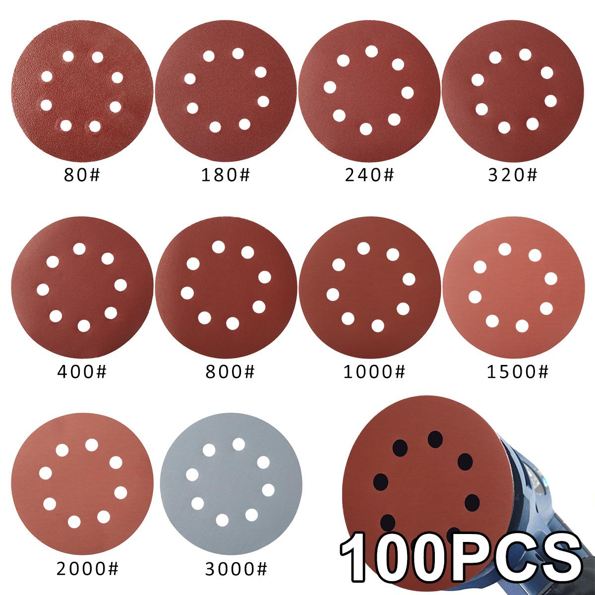 

8Hole 125mm Sandpaper Woodworking Metal Grinding Disc Abrasive Polishing Tool 40/1000/2000 Grit Sanding Discs Dremel Accessories